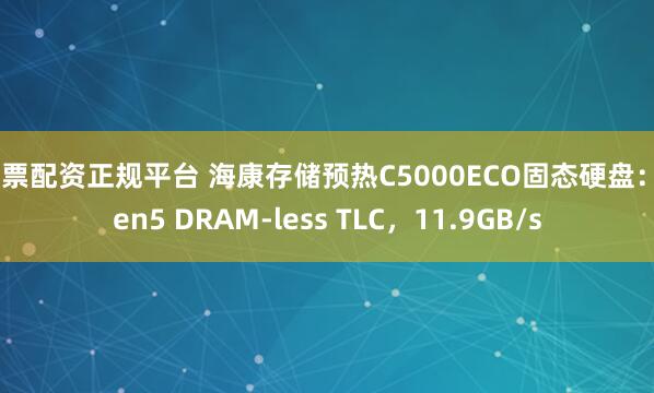 股票配资正规平台 海康存储预热C5000ECO固态硬盘：Gen5 DRAM-less TLC，11.9GB/s